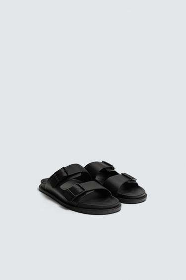 SANDALES À DOUBLE BRIDE - Noir de Zara
