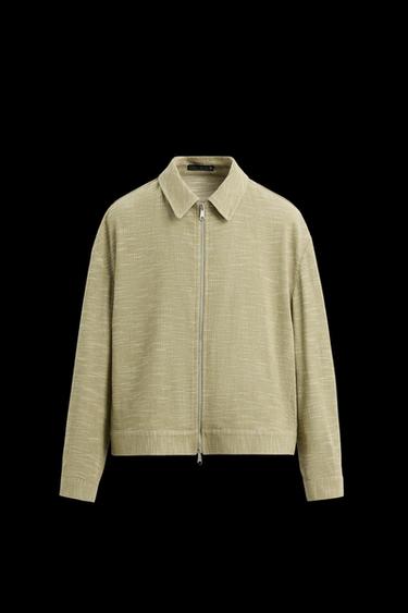 Zara STRUCTURED ZIP OVERSHIRT - Green - Image 0