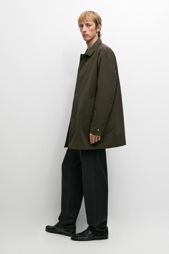 Zara Technical fabric trench coat - Dark khaki - Image 0