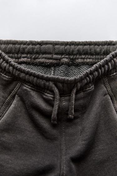 Zara 標籤毛圈布長褲 - 煤灰色