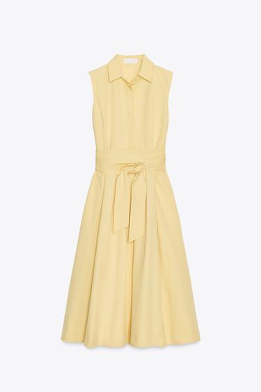 ZW COLLECTION BELTED SHIRT DRESS - Yellow by Zara