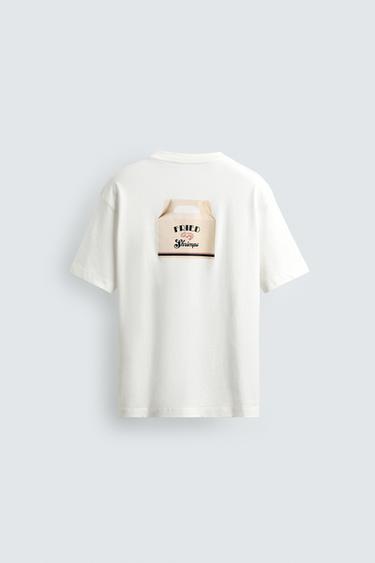 EMBROIDERED REGULAR FIT T-SHIRT - Oyster-white by Zara - Image 6