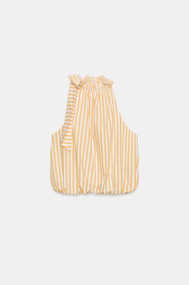 STRIPED VOLUMINOUS TOP WITH BOW - Printed by Zara - Image 4