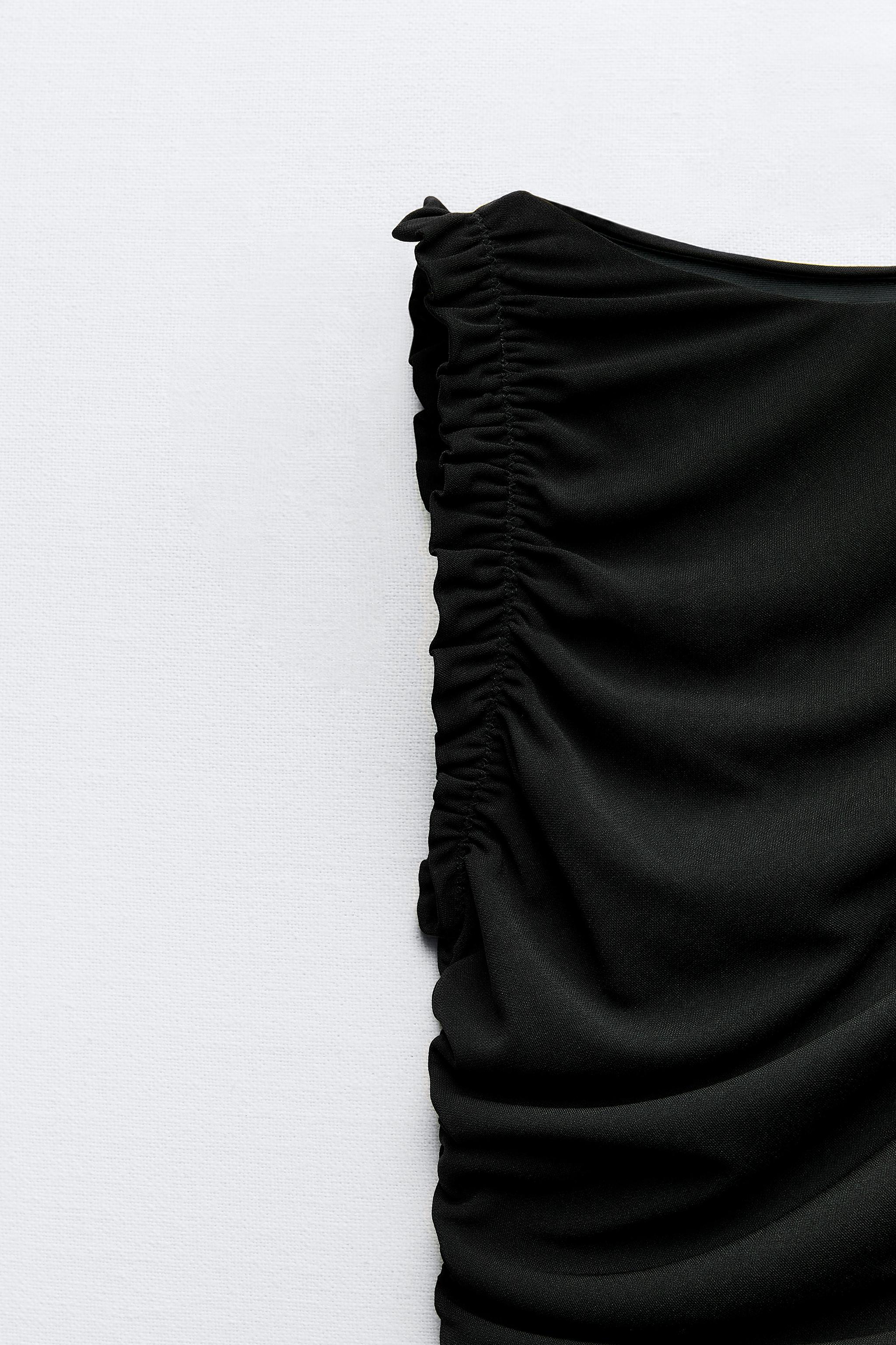 Zara Women Textured Ruffle Dress Black Blogger Fav Ref 2142/133 NWT