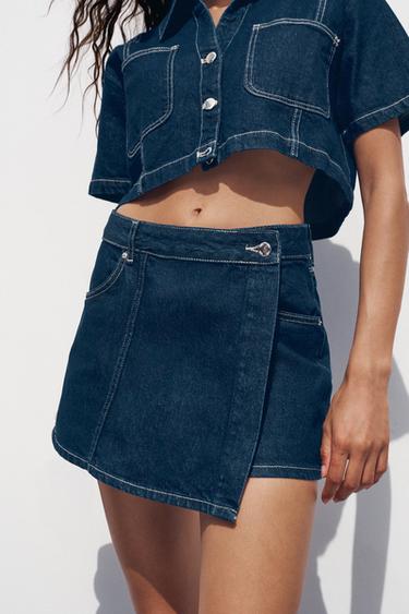 Z1975 WRAP DENIM SKORT - Blue by Zara