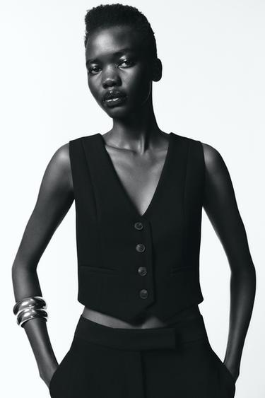 GILET DE TAILLEUR COURT - Noir de Zara - Image 1