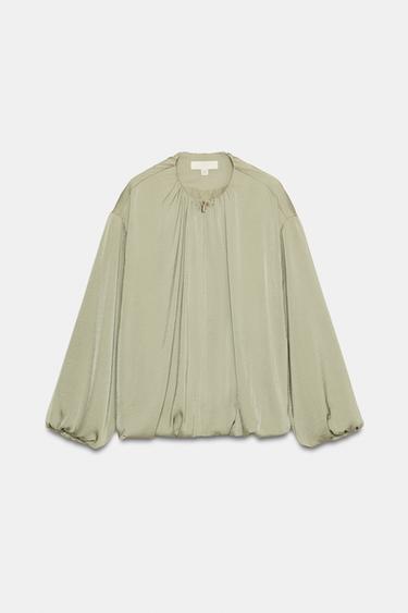 FLUID BALLOON BOMBER JACKET - Light khaki by Zara - Image 6
