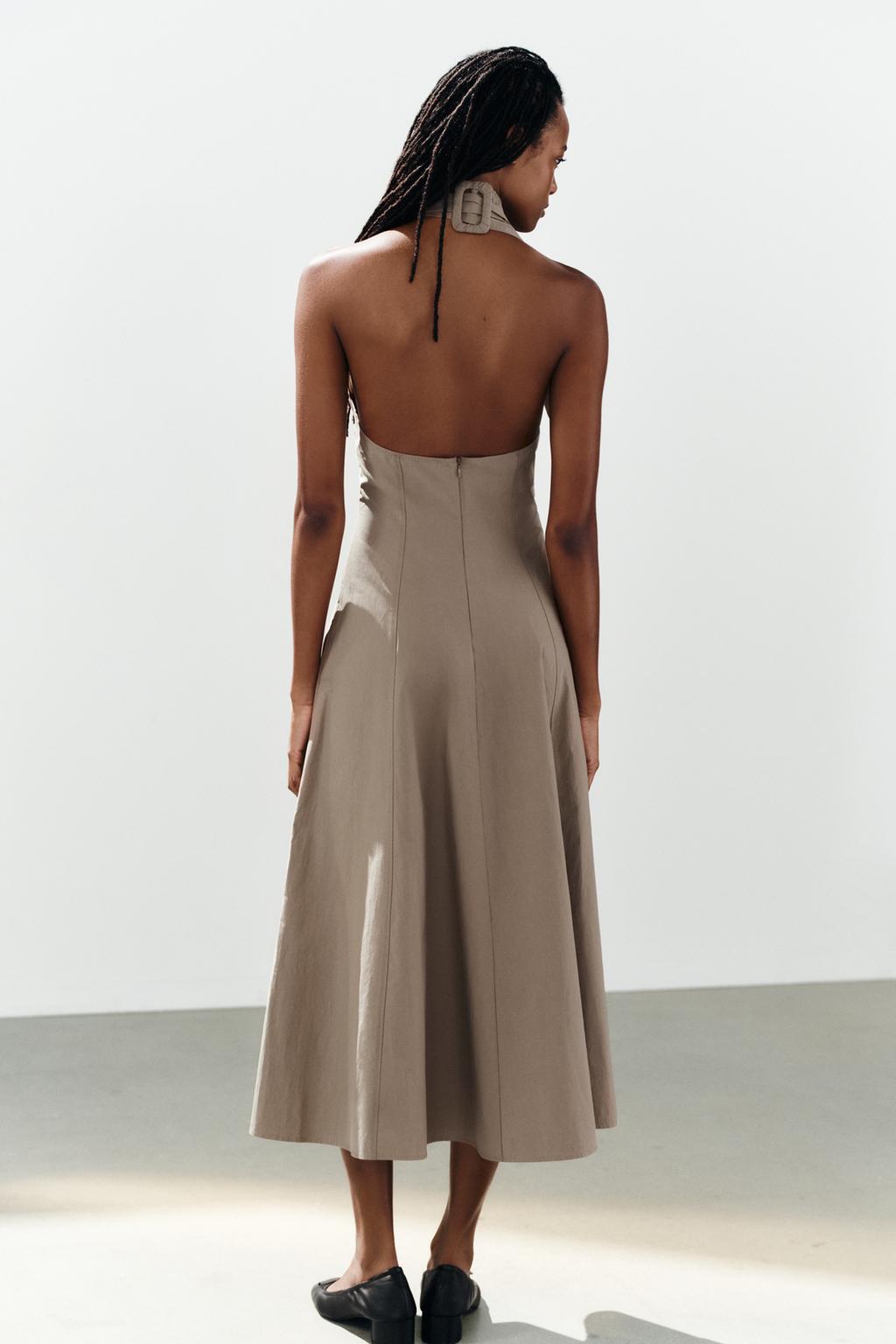 HALTER MIDI DRESS WITH BUCKLE