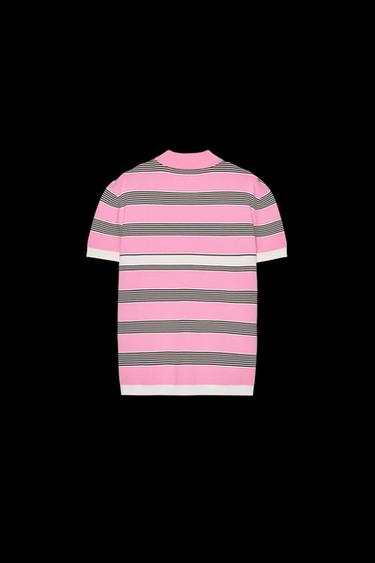 TOP POLO PUNTO RAYAS - Rosa / Blanco de Zara