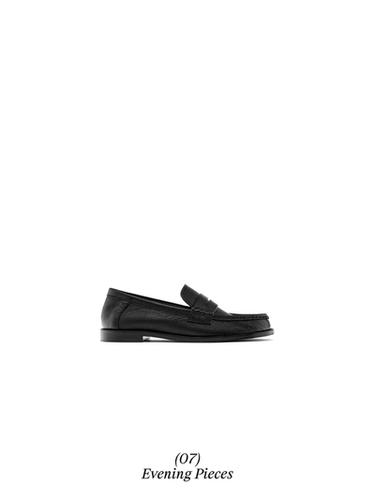 Zara Tumbled leather loafers - Black