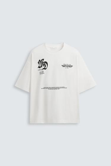 CAMISETA TEXTOS ESTAMPADOS - Blanco roto de Zara
