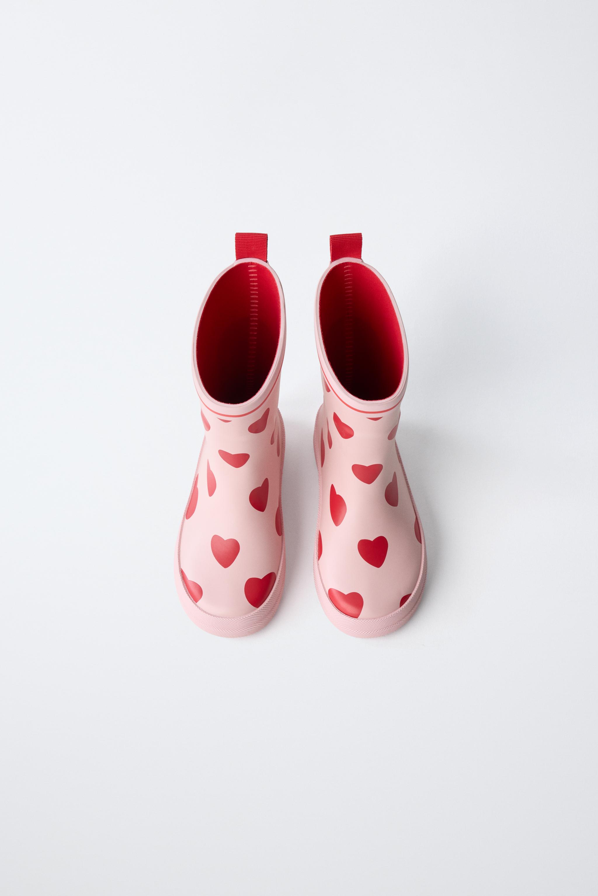 Детские ботинки Zara HEART PRINT RAIN BOOTS — фото 4