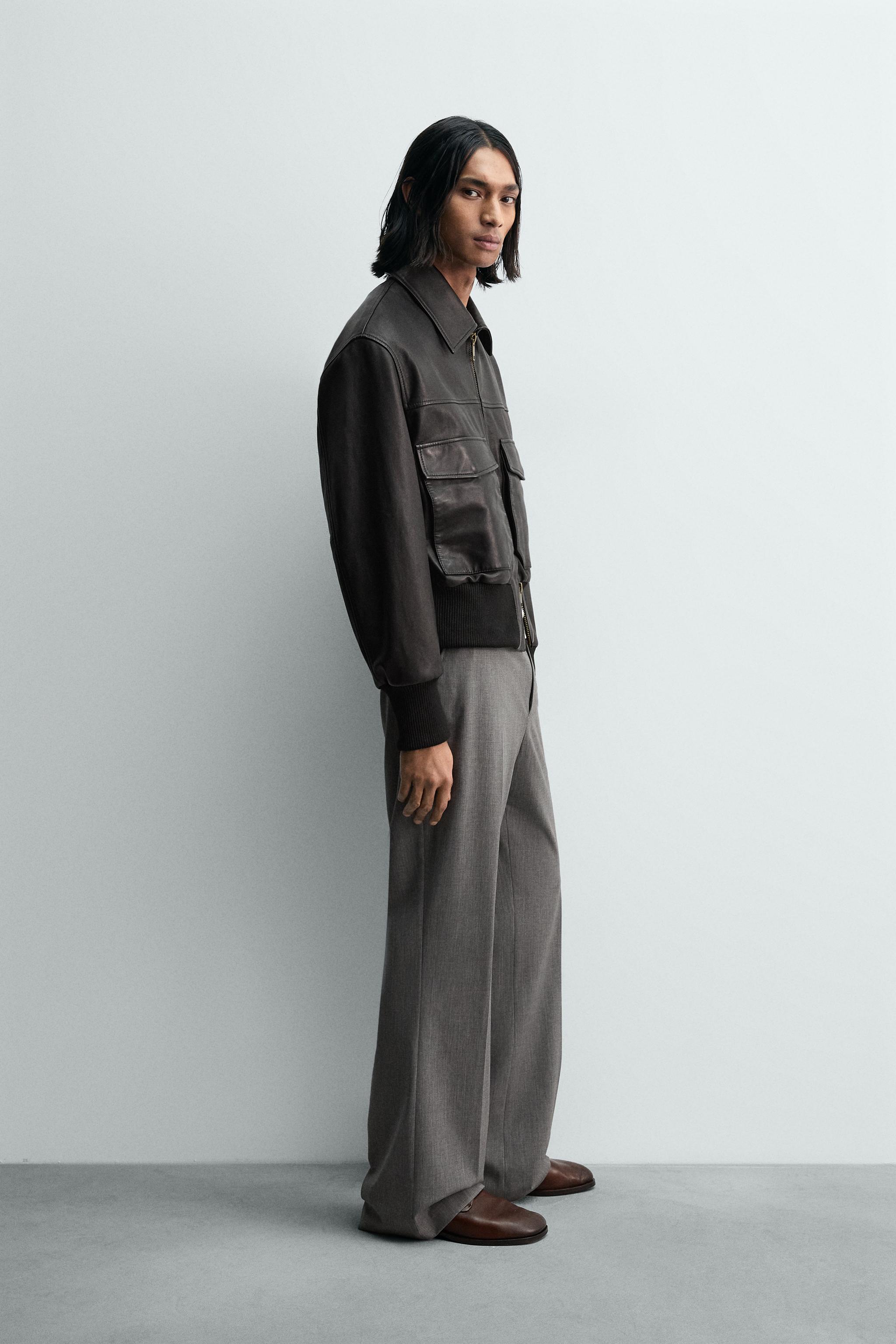 CROPPED FIT LEATHER JACKET