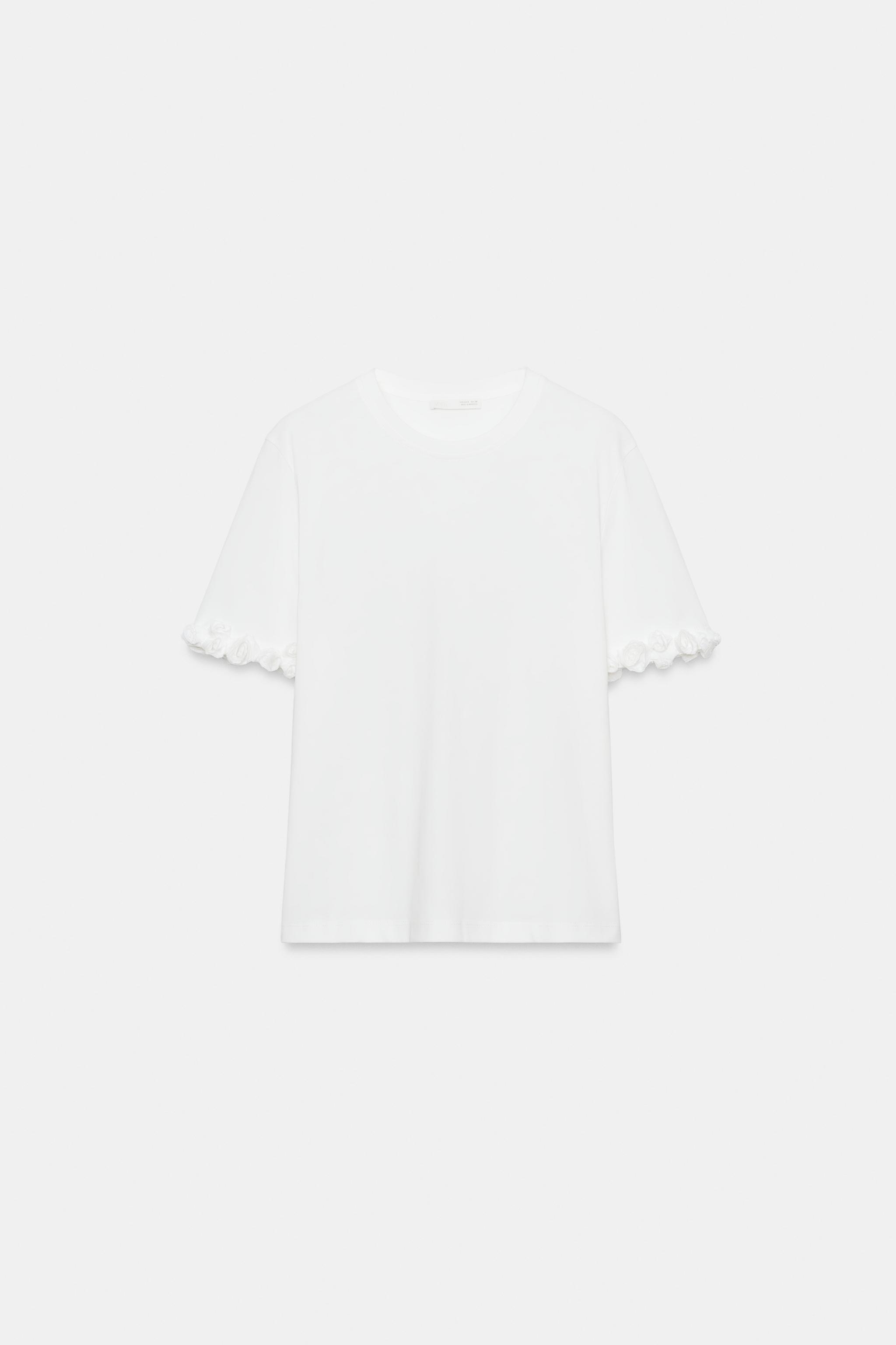 Zara KABARTMA ÇİÇEKLİ T-SHIRT görsel 7