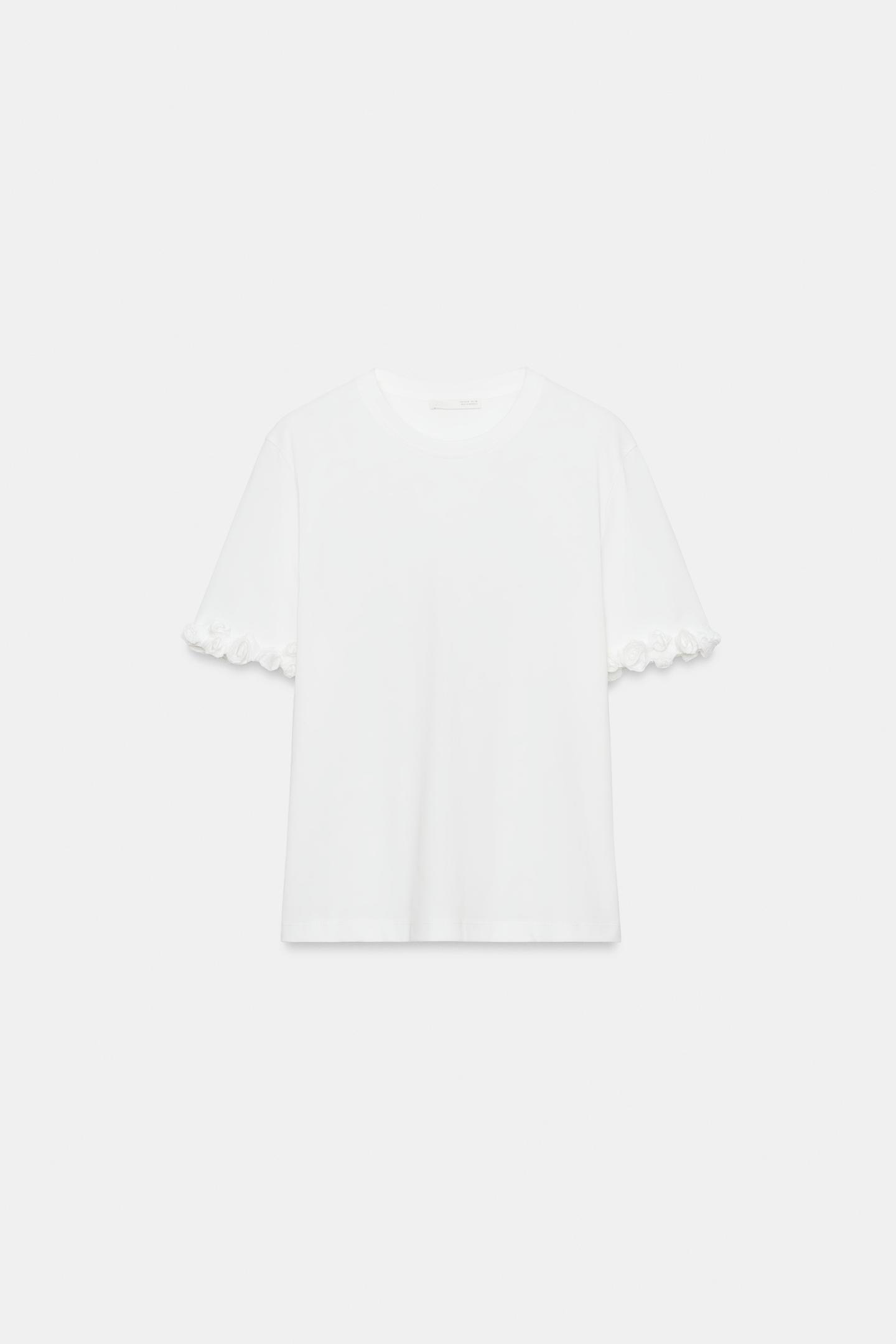 Женская футболка Zara Embossed Floral, цвет: Белый — фото 7