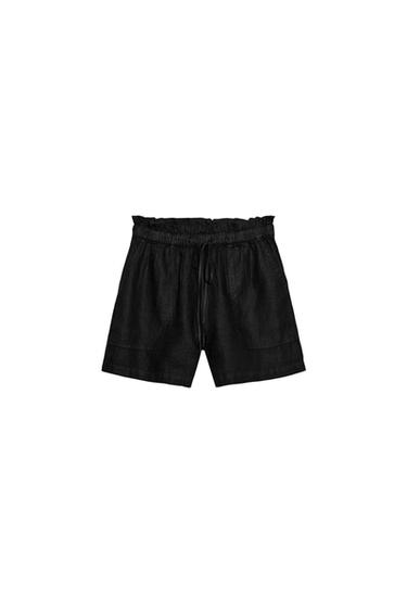შორტი 100% სელის ქსოვილი ZW COLLECTION - Zara-ს Black