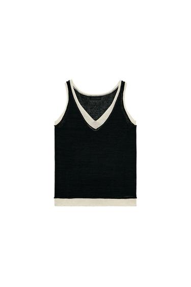 CONTRAST KNIT TOP - Black by Zara