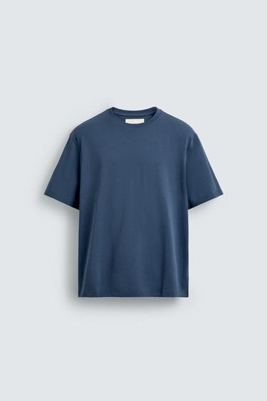 MEDIUM WEIGHT SHORT SLEEVE T-SHIRT - Mid-blue by Zara