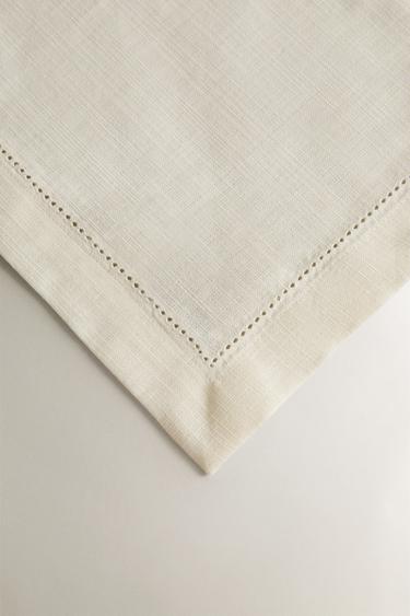 HEMSTITCHED COTTON NAPKIN - White by Zara - Image 2