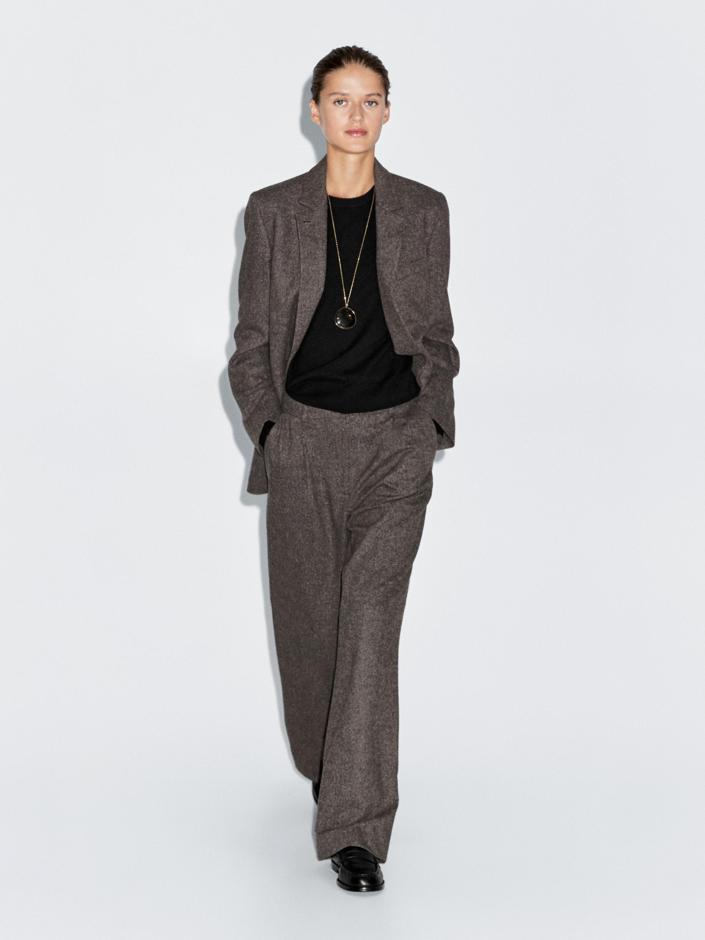 Knickerbocker yarn effect suit trousers