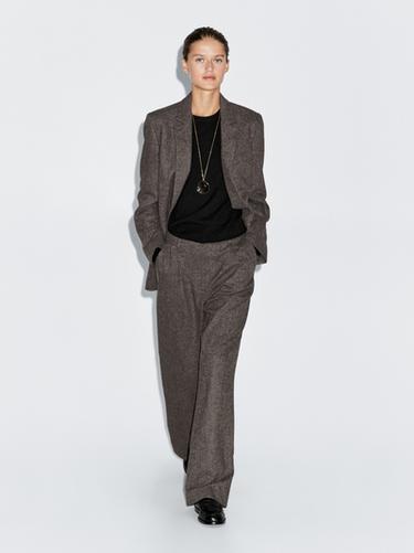 Zara Knickerbocker yarn effect suit trousers - Chocolate - Image 0