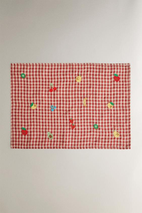 EMBROIDERED FRUIT PLACEMAT Red ZARA Canada