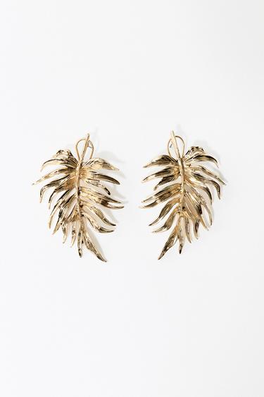 Zara ARECA LEAF EARRINGS - Golden