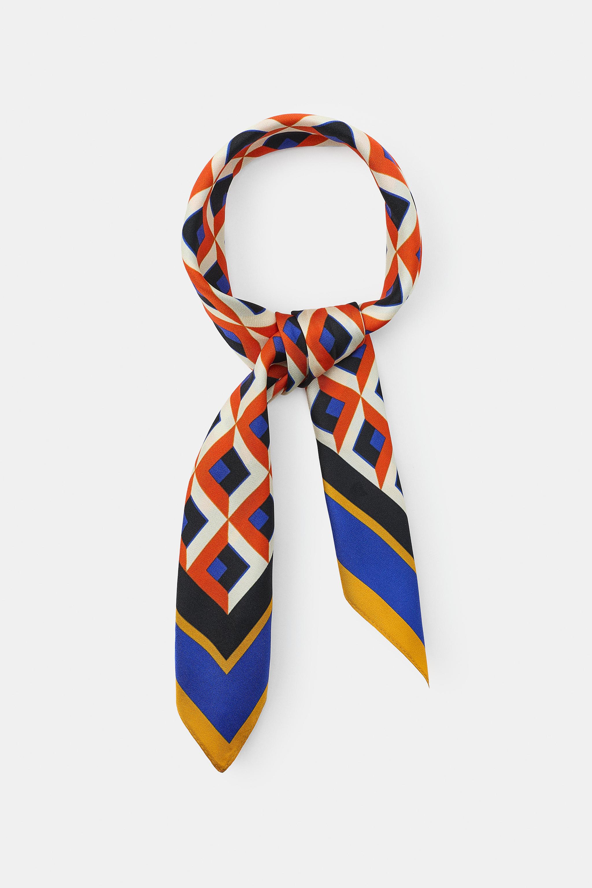 Женские аксессуары Zara 100% SILK PRINTED SCARF — фото 3