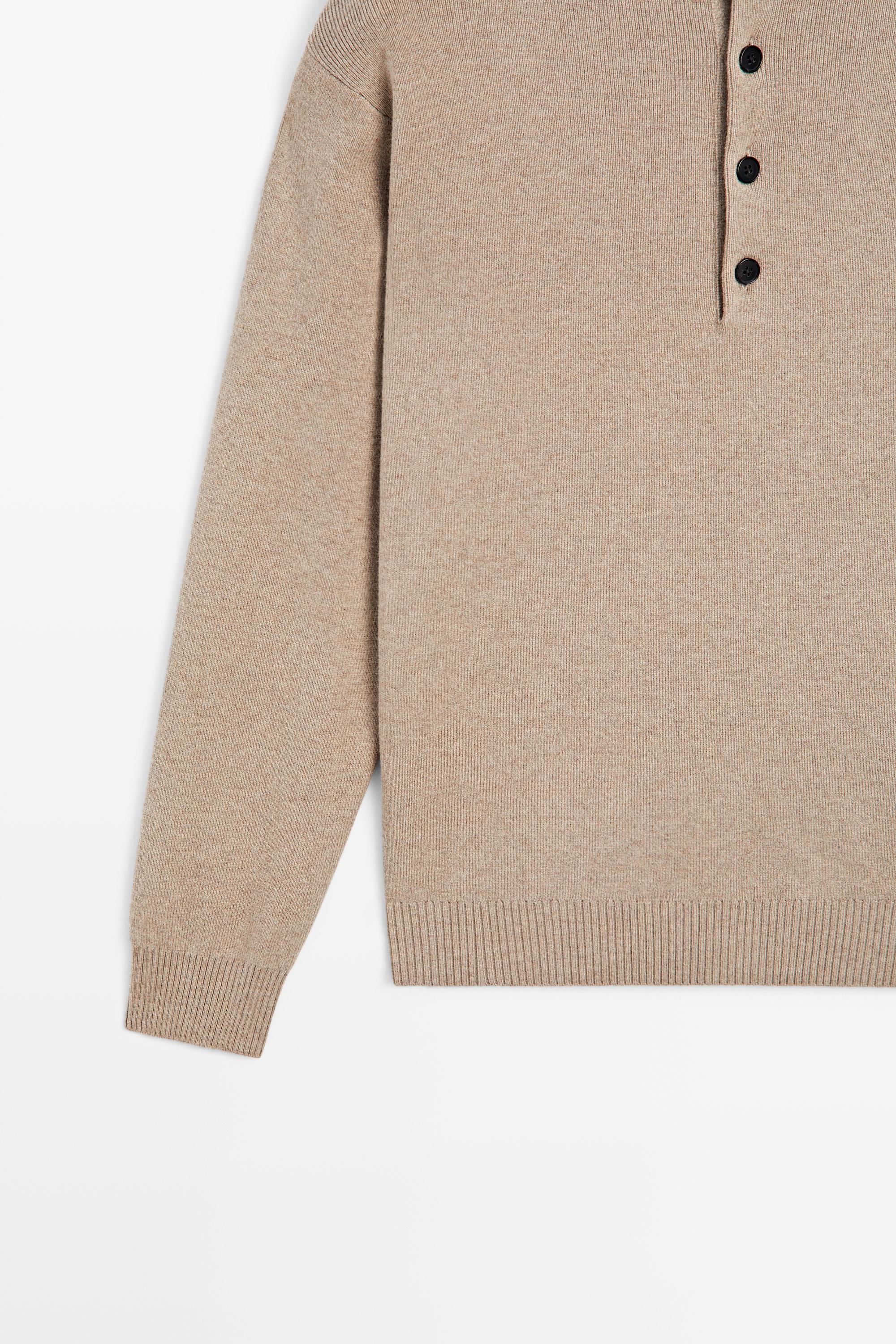 Button mock neck knit sweater