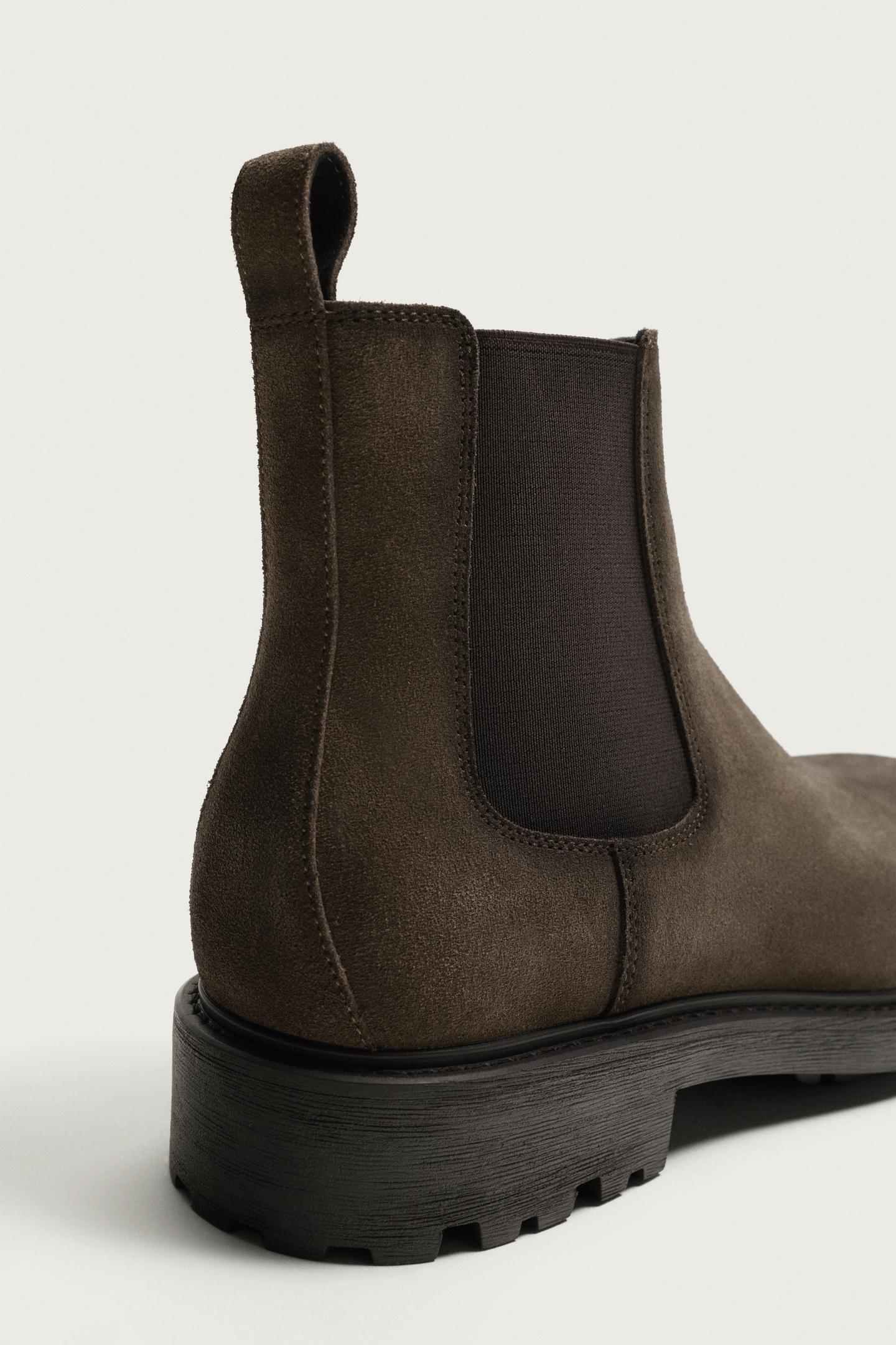 Мужские ботинки Zara Leather Track Sole, цвет: Серо-коричневый серый — фото 3