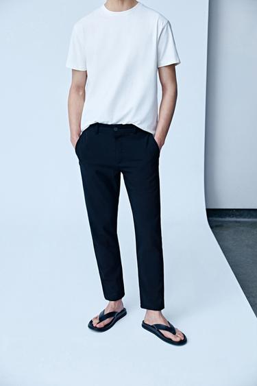 COMFORT TEXTURED CHINO TROUSERS - Black by Zara