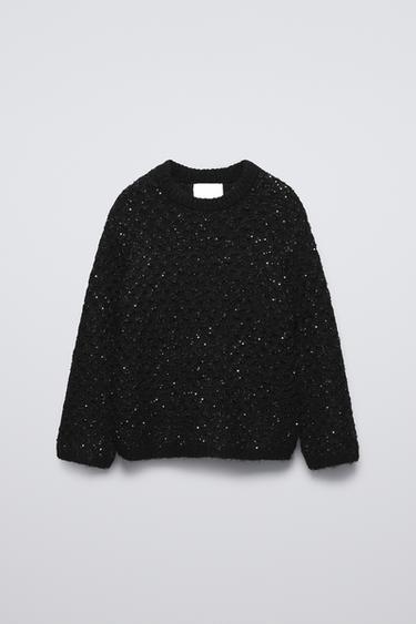 СВИТЕР С ПАЙЕТКАМИ — ЧЕРНЫЙ от Zara — изображение 0