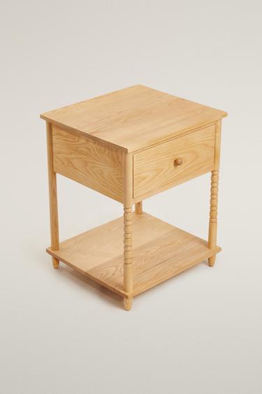 WOODEN NIGHTSTAND — Light beige 2