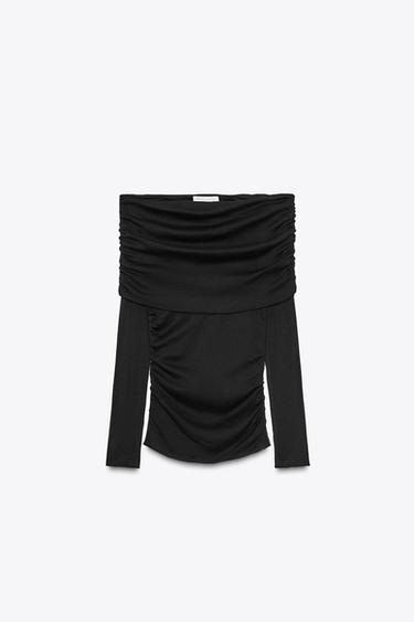 CAMISETA PALABRA DE HONOR FRUNCES - Negro de Zara