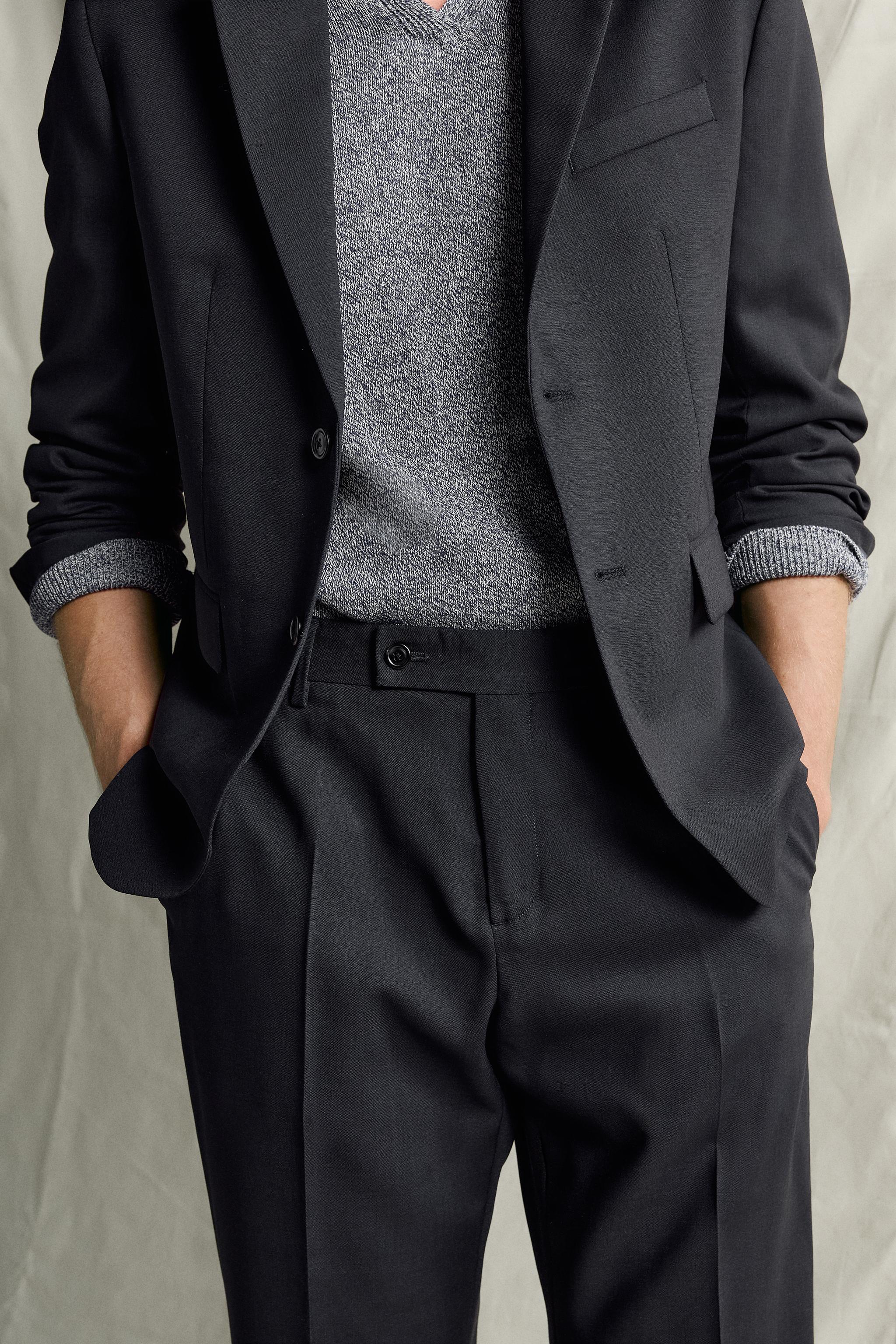 100% WOOL REGULAR FIT SUIT TROUSERS
