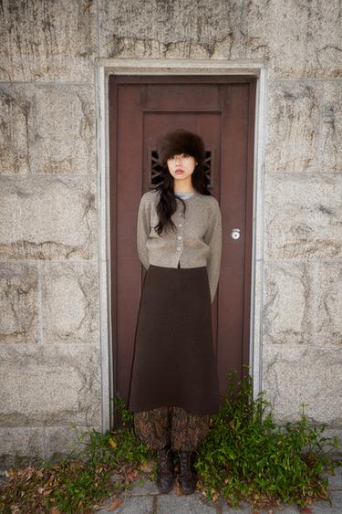 KNIT MIDI SKIRT - Brown by Zara