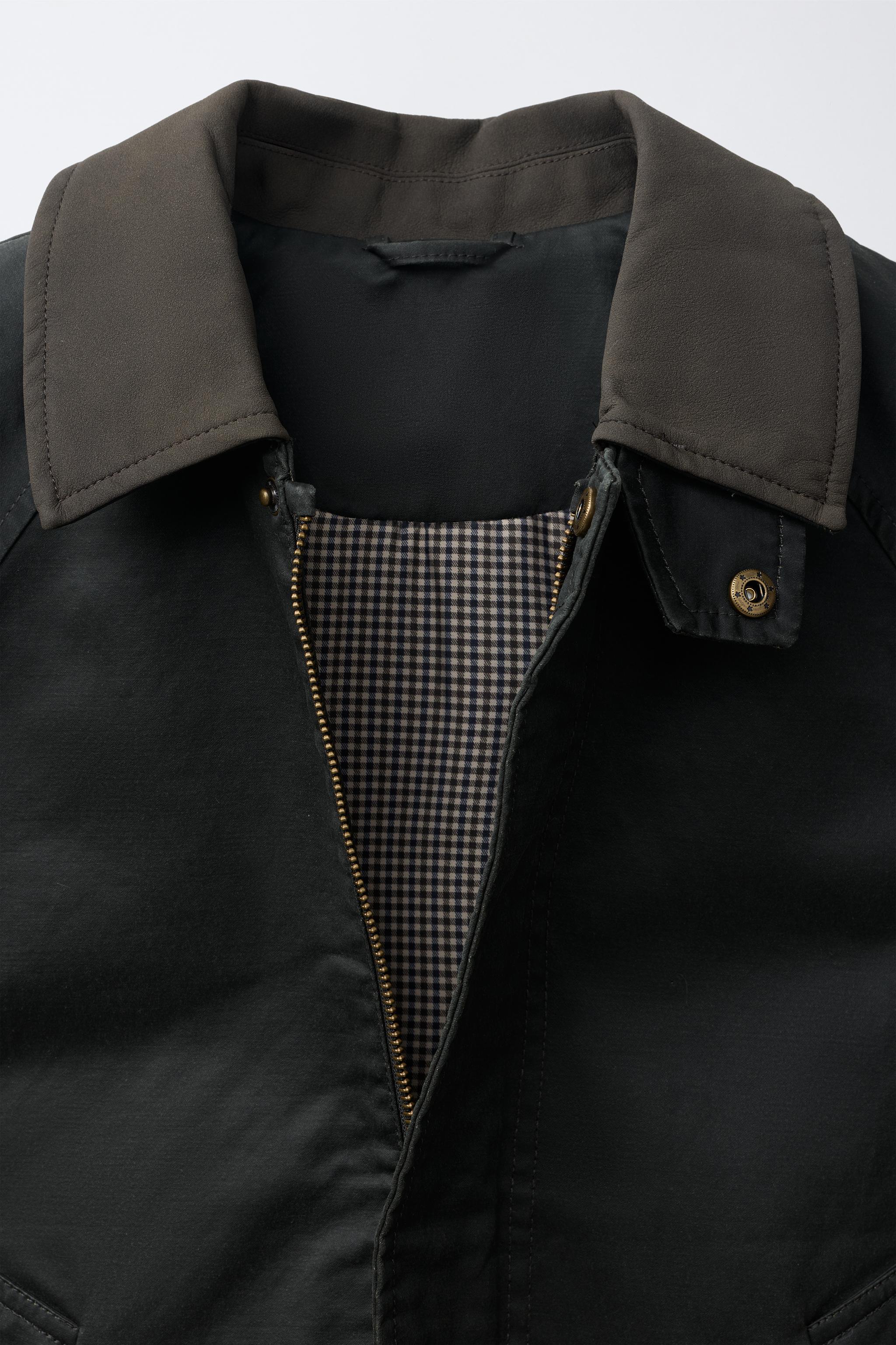 BLOUSON CIRÉ À COL CONTRASTÉ