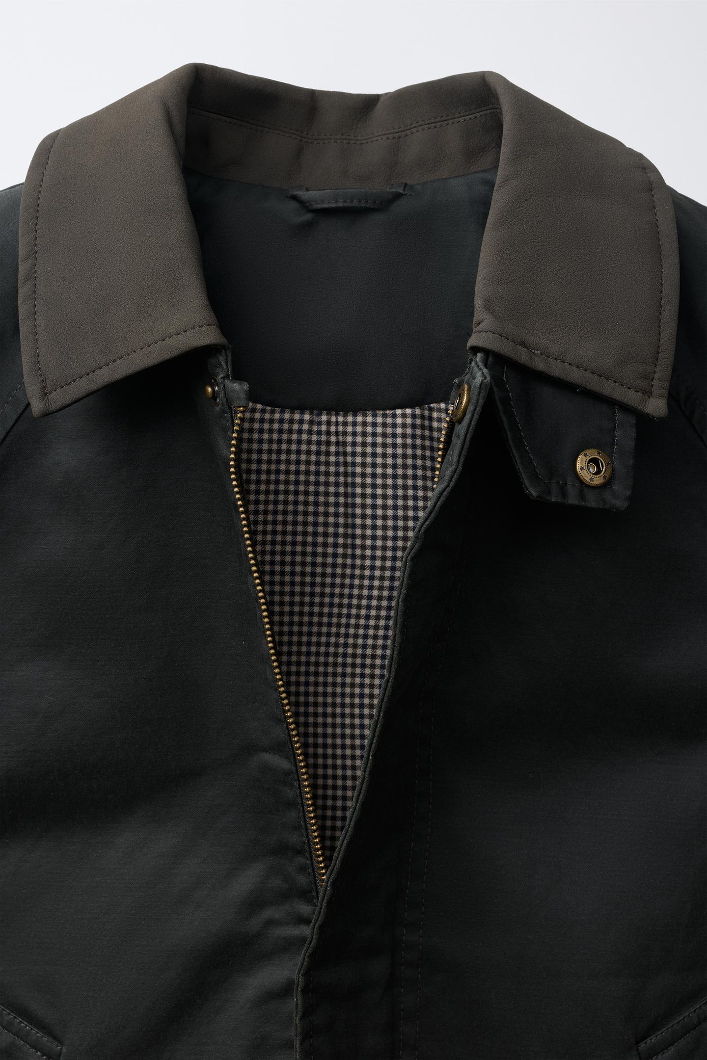 Детская куртка Zara Waxed Jacket with Contrasting Collar, цвет: Хаки — фото 9
