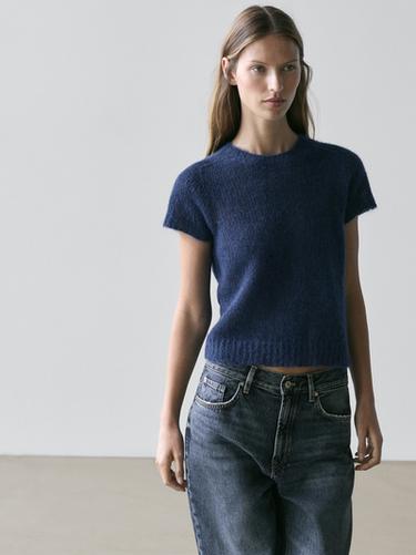 Zara Short sleeve knit alpaca blend sweater - 452