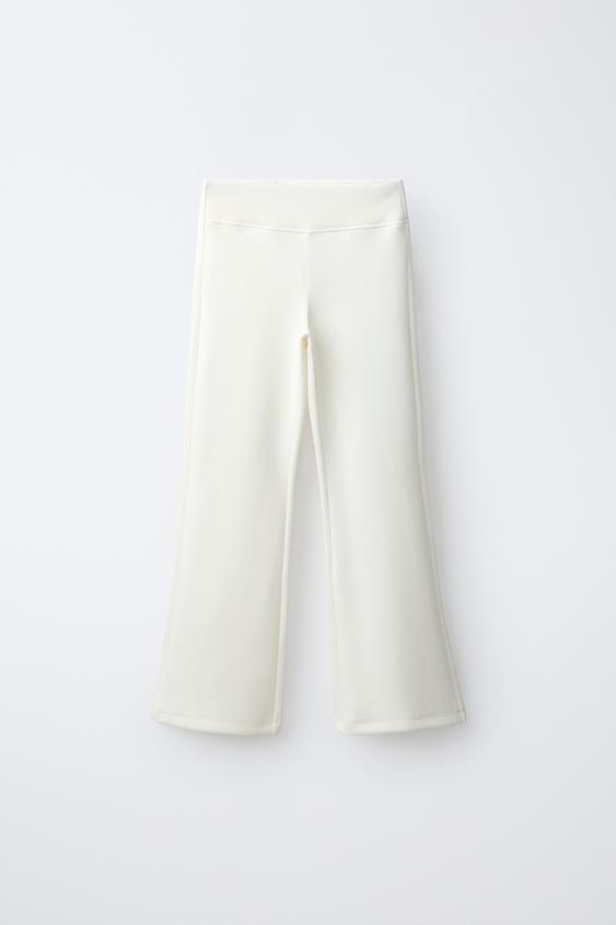 CALÇA SPORTY CANELADA BOCA DE SINO - Cru da Zara - Imagem 0