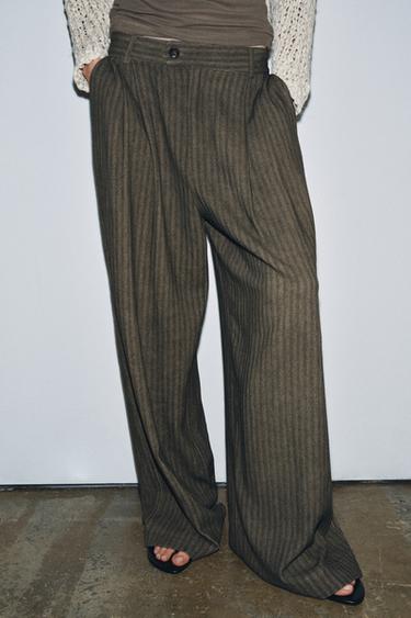 PANTALON RAYURES JACQUARD ZW COLLECTION - Vison de Zara - Image 1