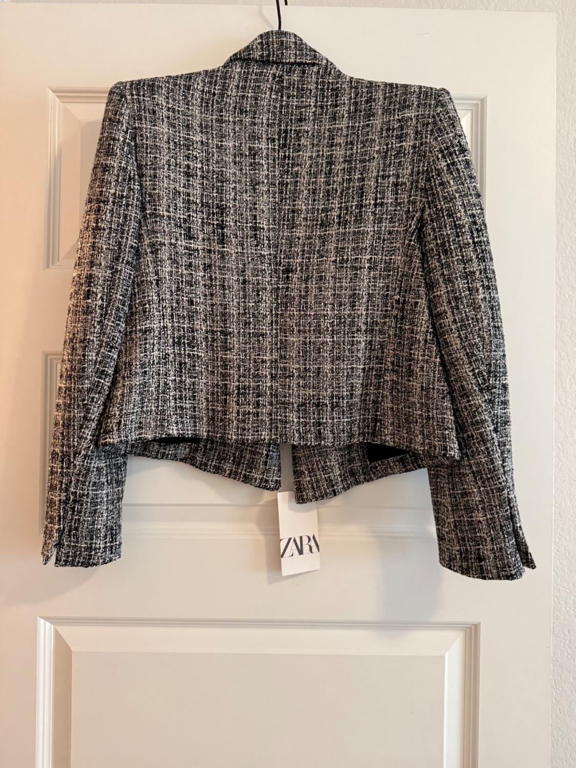 CHECKERED CROPPED BLAZER - Image 2