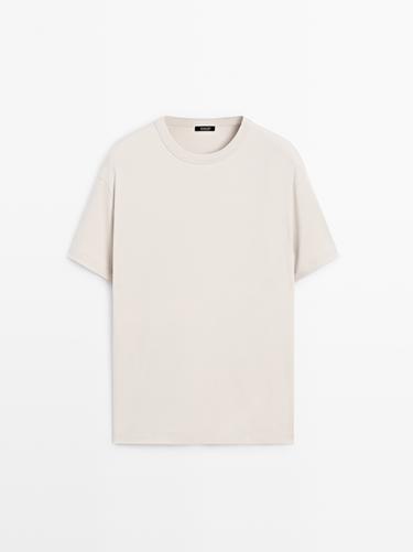 Zara 100% cotton short-sleeve T-shirt - Stone