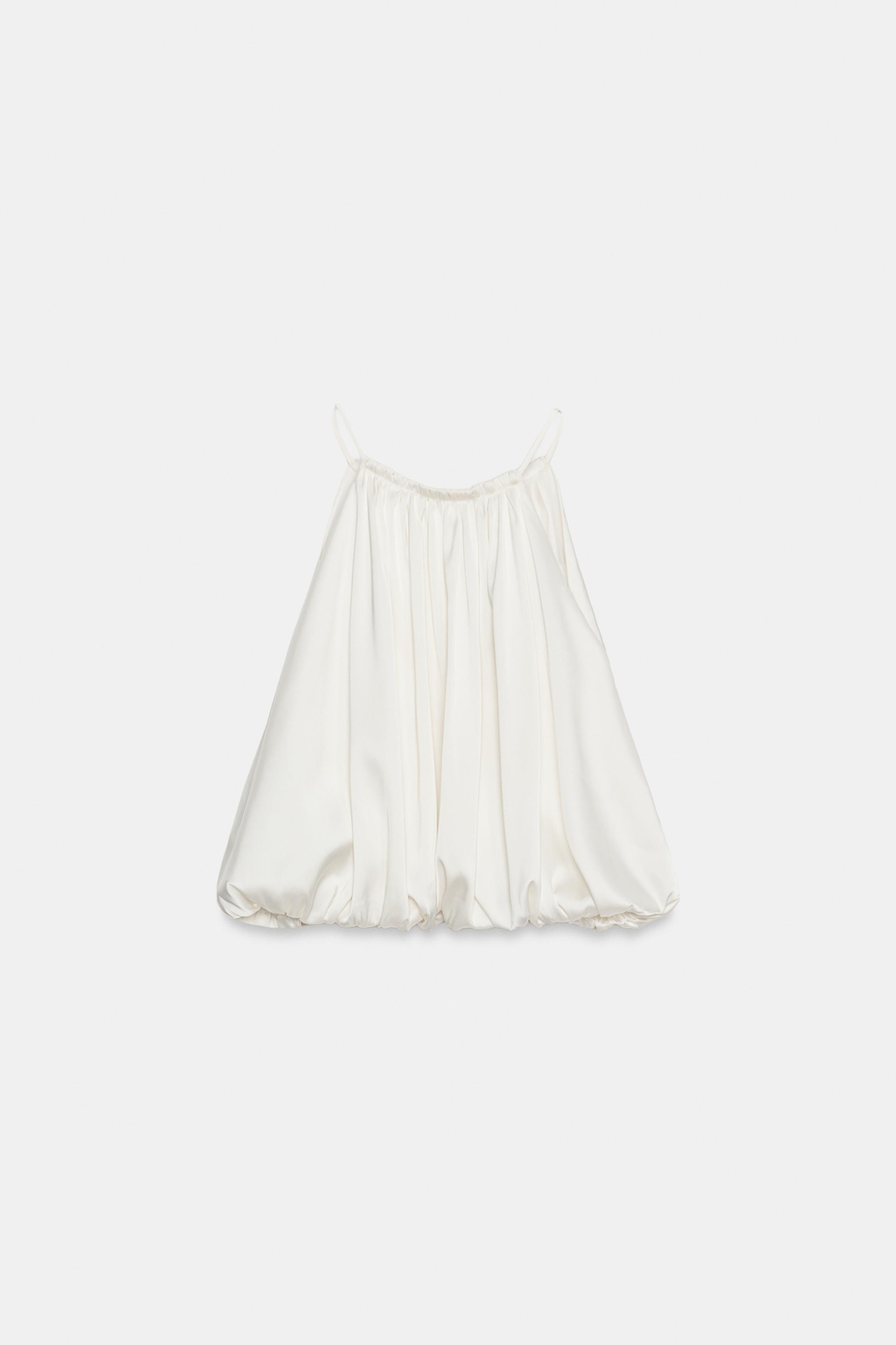 Zara Saten Balon Crop Top görsel 5
