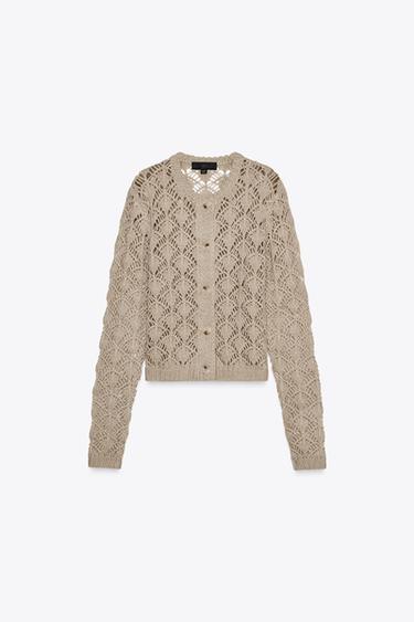 OPEN KNIT CARDIGAN - Light mink by Zara - Image 0