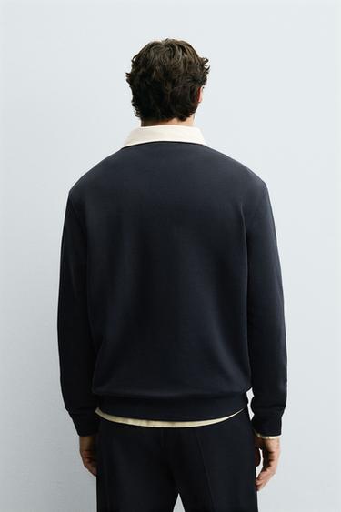 SWEAT POLO COL CONTRASTÉ - Bleu marine de Zara - Image 2
