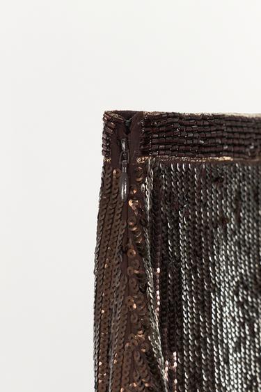 JUPE MI-LONGUE FANTAISIE ÉDITION LIMITÉE - Marron de Zara - Image 4