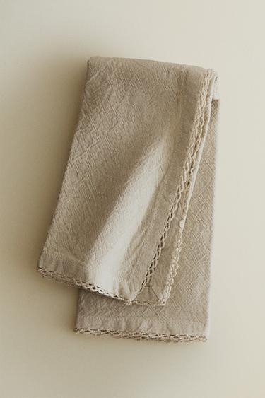 EFFEN SERVETTEN MET GEKLEURD GAREN (2-PACK) - Taupe van Zara