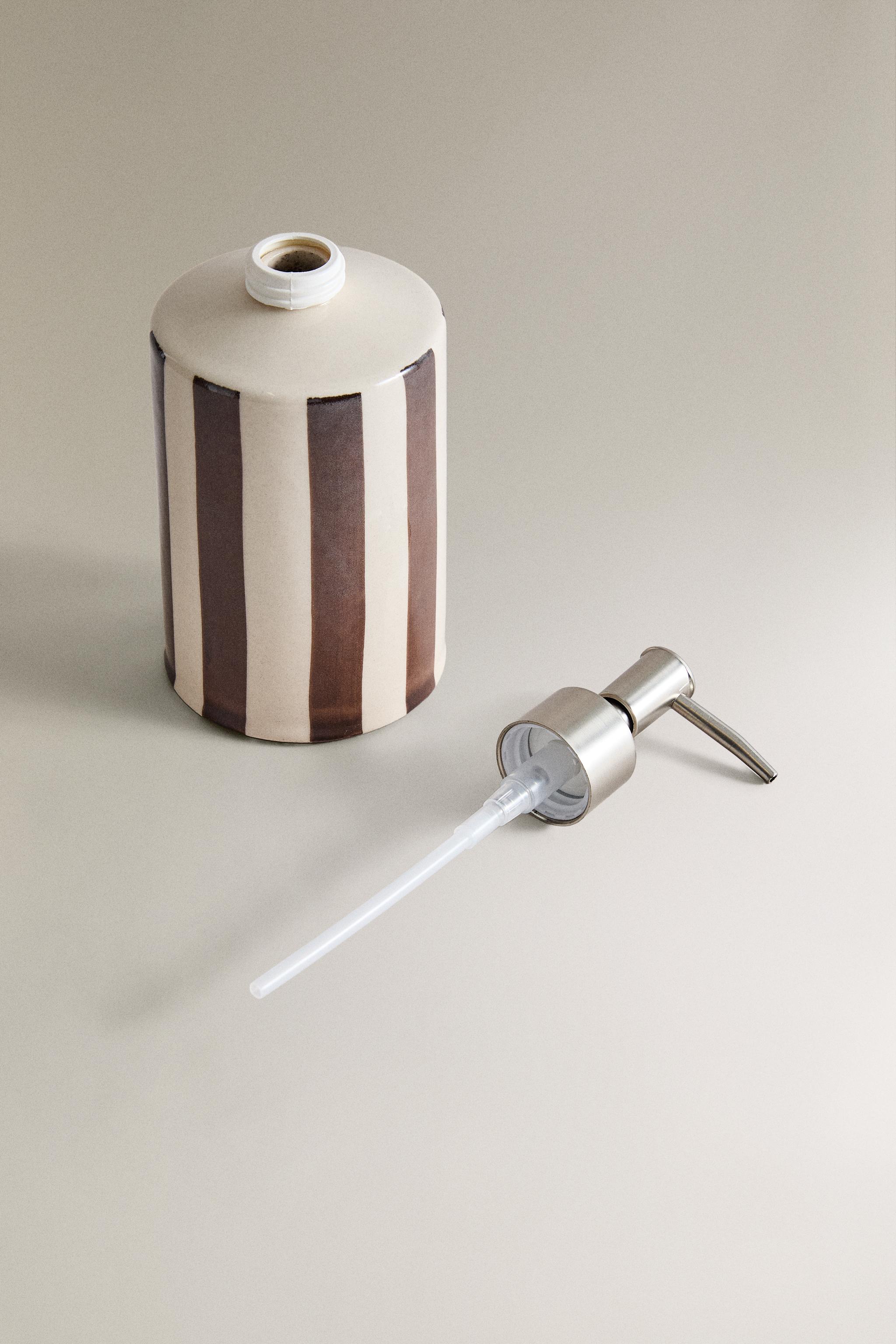 DISTRIBUTEUR DE SAVON RAYURES MARRON