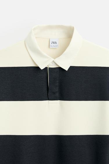 POLO SHIRT WITH CONTRAST COLLAR - Ecru / Navy by Zara - Image 7